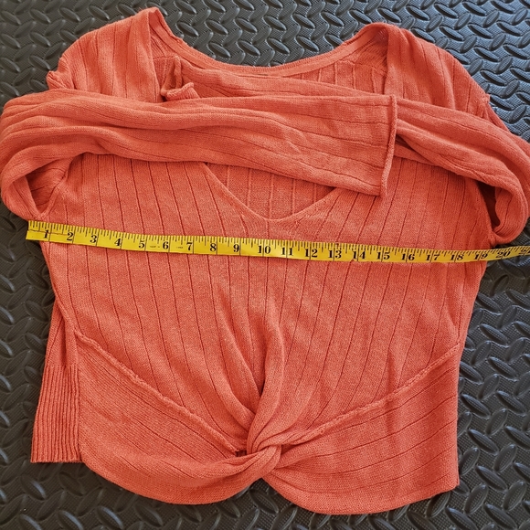 Free People Got Me Twisted V-neck Sweater Top Rusty Orange Size M - Picture 12 of 15